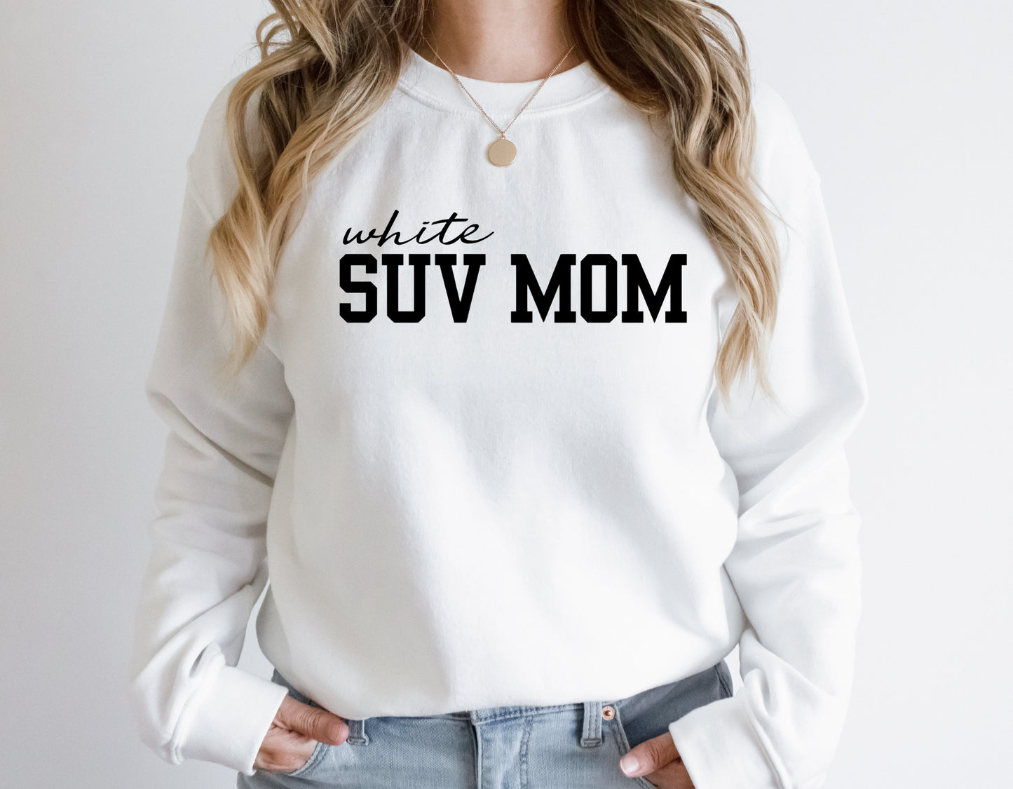 White SUV Mom Unisex Crewneck Sweatshirt