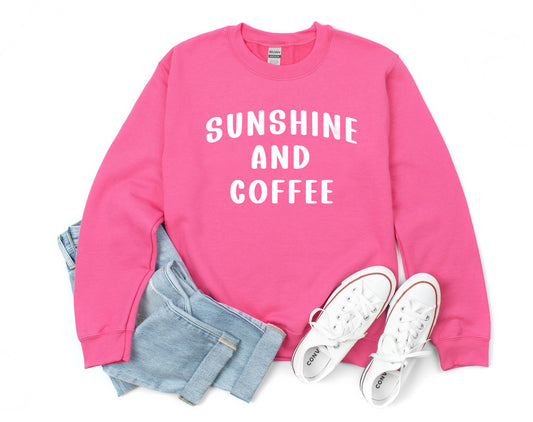 Sunshine And Coffee Pink Unisex Crewneck Sweatshirt